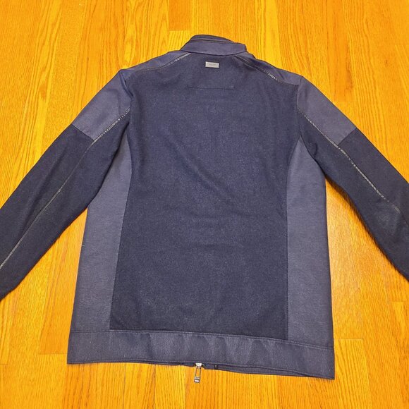 Calvin Klein Premium Wool Jacket With Faux Leather Denim Trim Size Medium - Picture 2 of 12